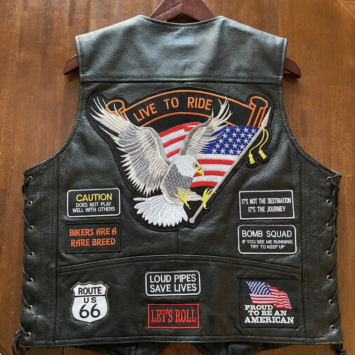Men's Leather Motorcycle Vest Leather Vest
