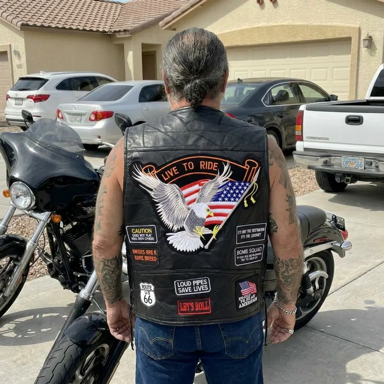 Men's Leather Motorcycle Vest Leather Vest